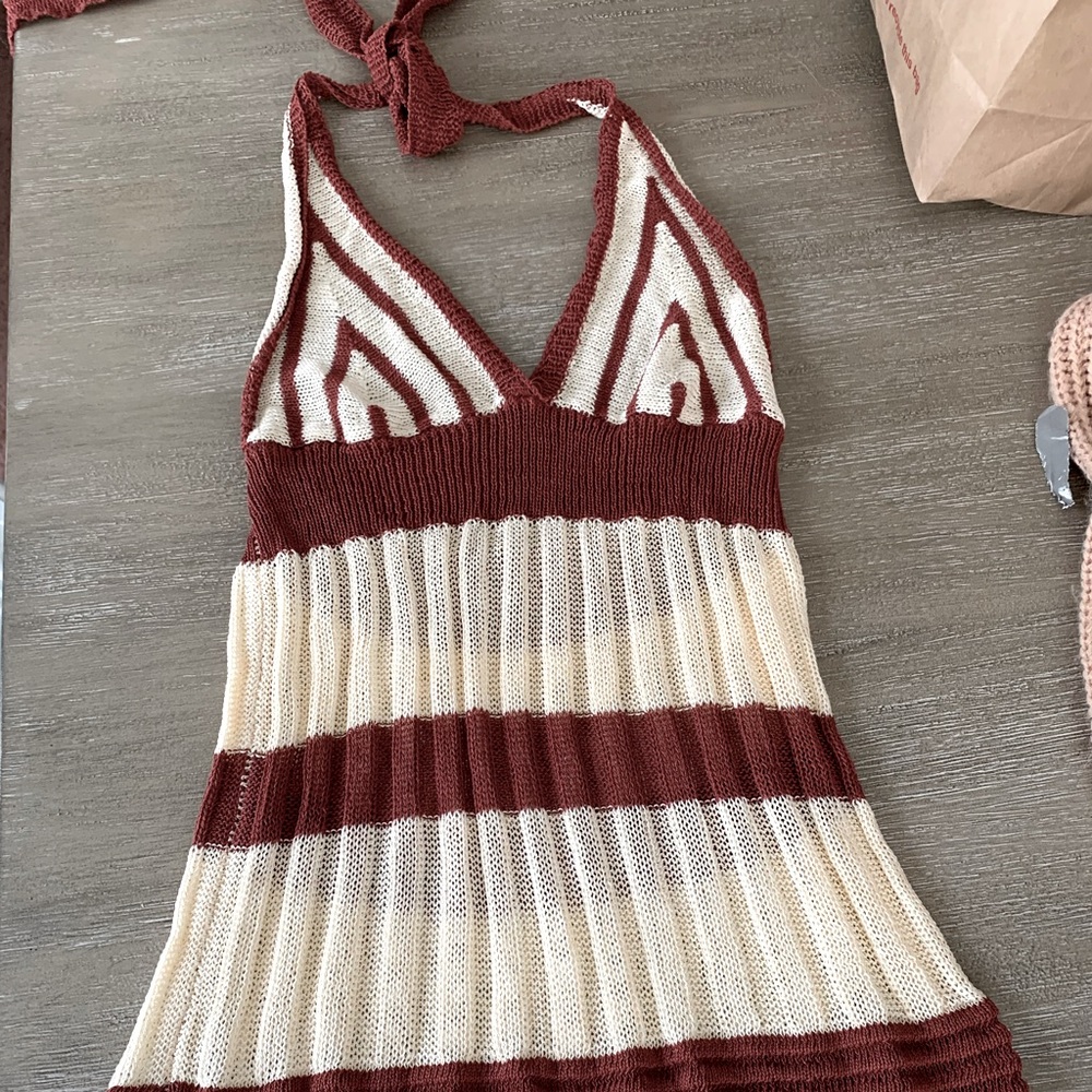 Knit bikini cover up halter dress